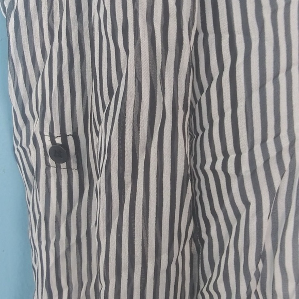 DVF Diane Von Furstenberg Lorelei Two Black/White Silk Striped SheerBlouse Sz.10 - Picture 9 of 9